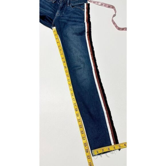 Frame Le High Skinny Multi Tape Stripe Skinny Jeans Raw Hem Dark Wash Size 24 - Picture 7 of 13